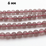 Кварц "Клубничный" бусины, диаметр около 6,4-6,6 мм, цена за 27-28 шт (1/2 нити)