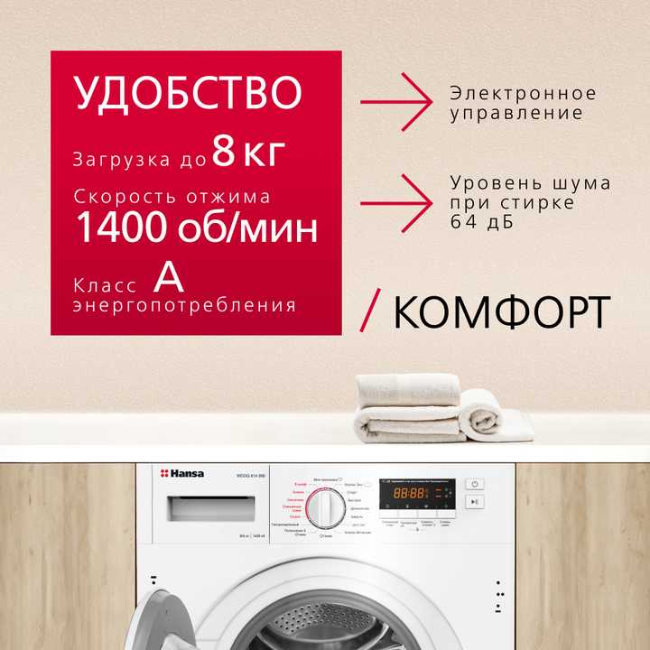 Стирально-сушильная машина встраиваемая Hansa WDHG814BIB