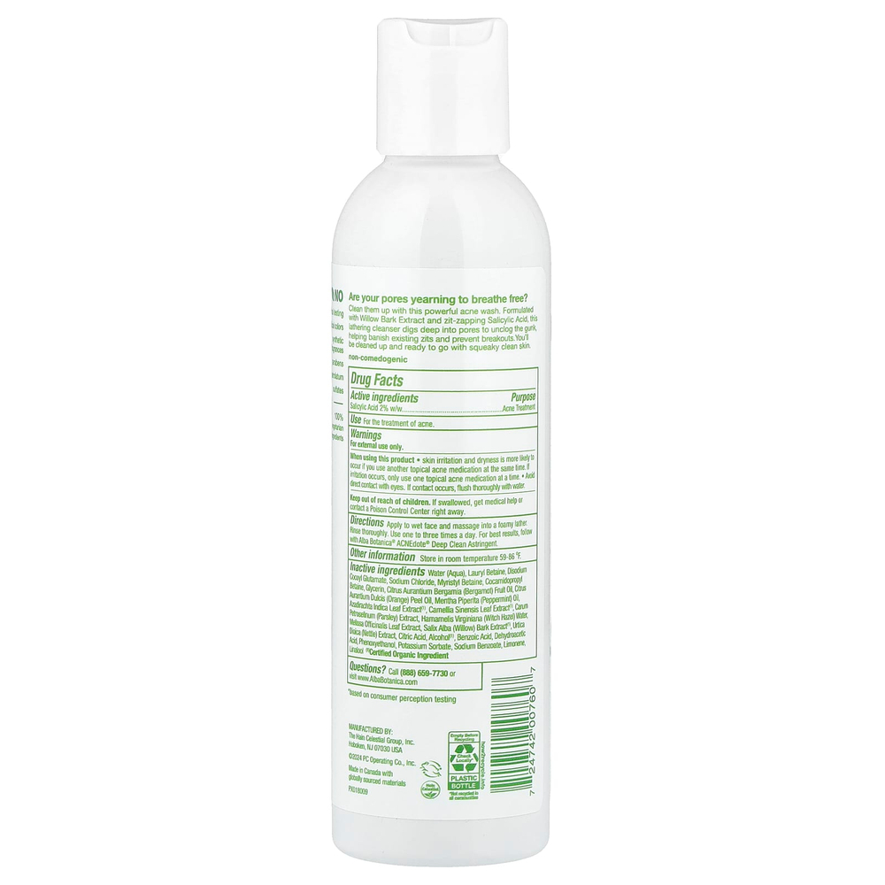 Alba Botanica, Acnedote®, средство для мытья пор, 177 мл (6 жидк. Унций)