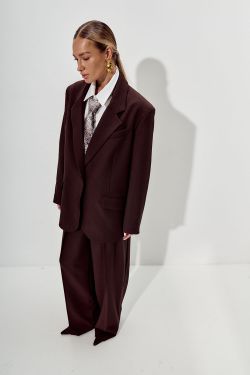 Пиджак свободный костюмный шоколадного цвета