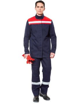 Костюм сварщика "Стопфаер" брюки (т.синий/красный)