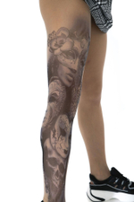 Колготки +size с принтом в виде девушки в маске (Размер: XL-XXL-XXXL) (Цвет: бежевый)