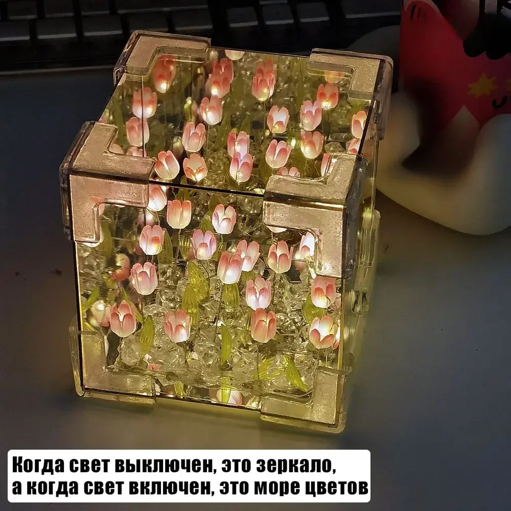 Ночник с тюльпанами / diy / синий