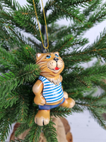 Кот Матроскин ёлочная игрушка из фарфора