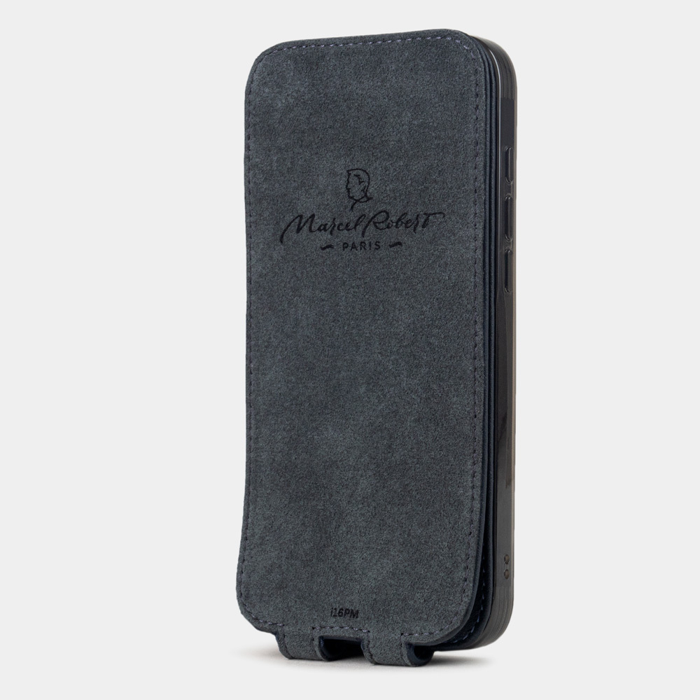 Кожаный чехол для iPhone 16 Pro Max, теленок синего цвета