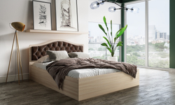 Кровать с ортопедическим основанием Дели 140х200, дуб сонома/шоколад