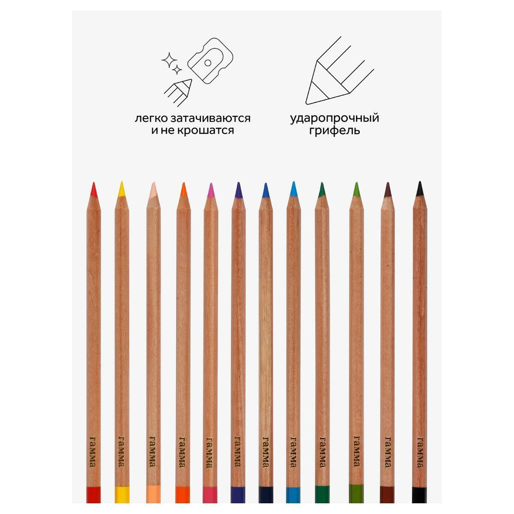 Карандаши 12цв. 4,0мм. супермягкие, заточен. "Мультики" (Гамма)