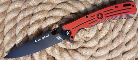 Нож НОКС Майор сталь VG10 Black Red (328-537496) - юбилейный "80 лет Победы!"
