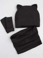 Шапка для девочки осенняя с митенками и снудом