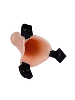 Пустотелый реалистичный фаллопротез на ремешках с заклепками - 17 см. (Цвет: телесный)