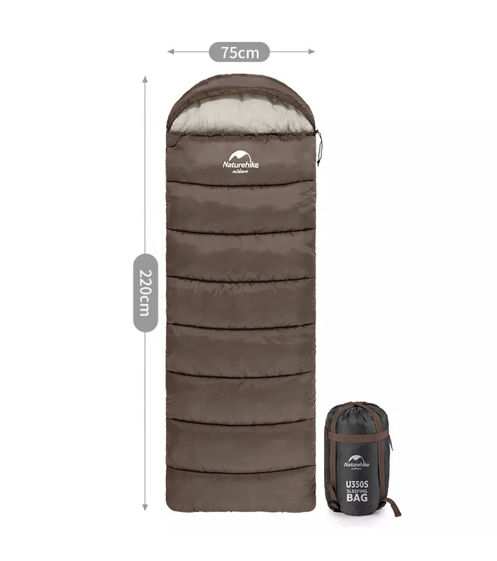 Мешок спальный Naturehike U350S, (190х30)х75 см, (ТК: -3C), (правый), коричневый