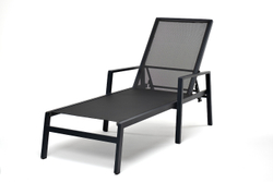 "Парма" шезлонг из алюминия темно-серый (RAL7024) муар, ткань текстилен серая
