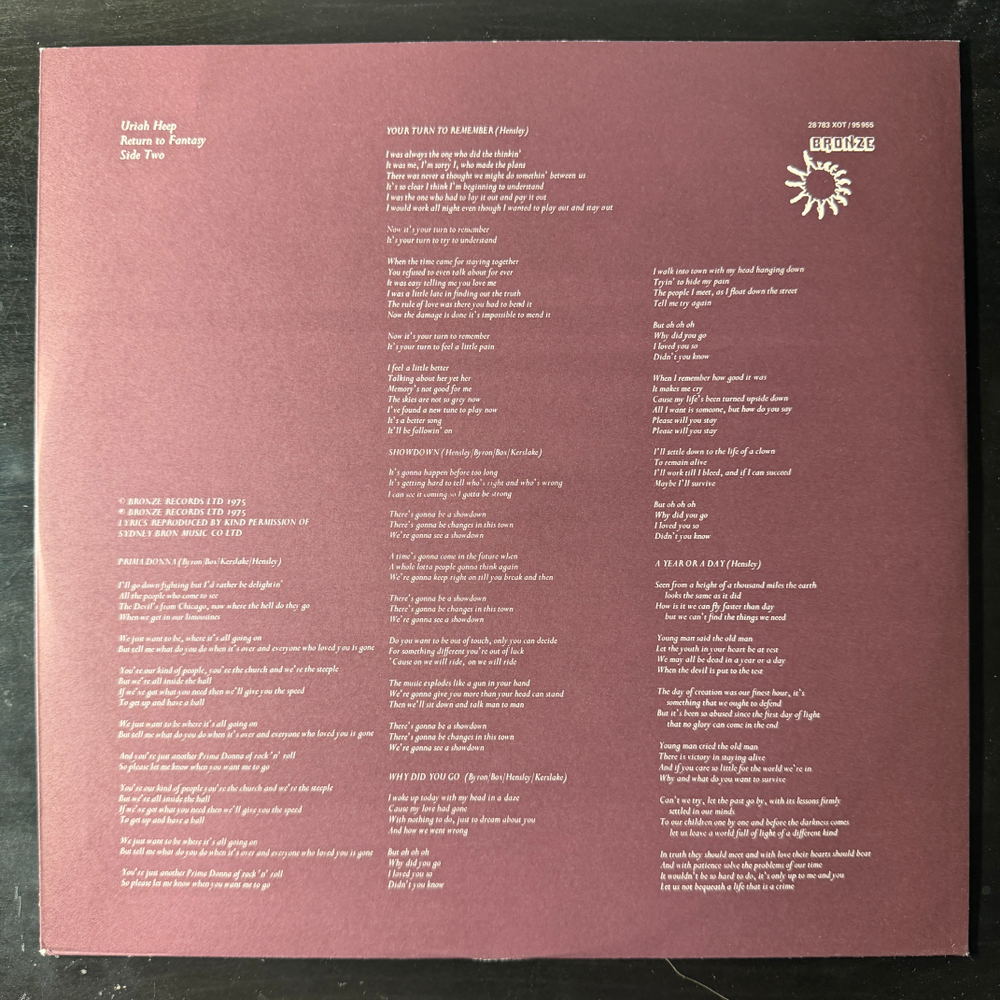 Uriah Heep ‎– Return To Fantasy (Германия 1975г.)Т
