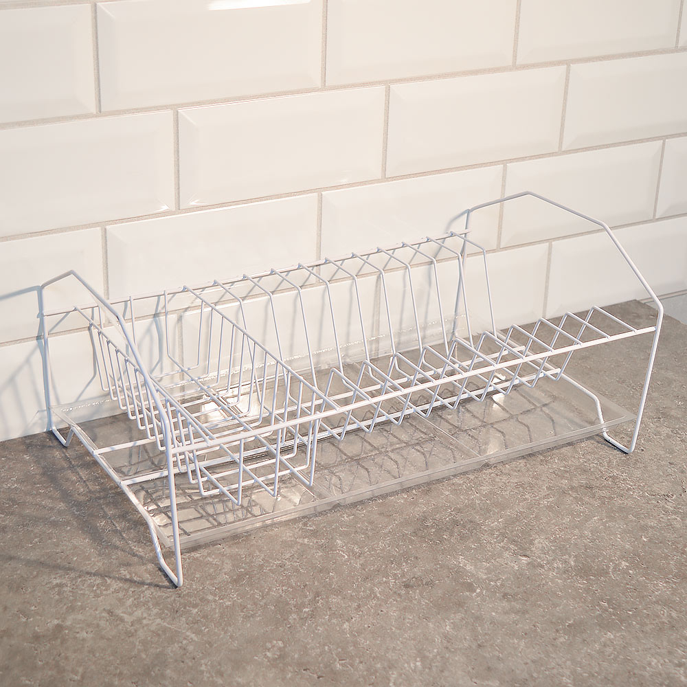 Сушилка для посуды "Мини с карманом" 155*225*370мм с поддоном, белая