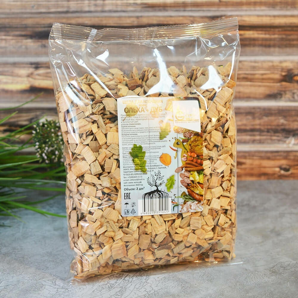 Щепа для копчения "Дуб и ольха" 2л