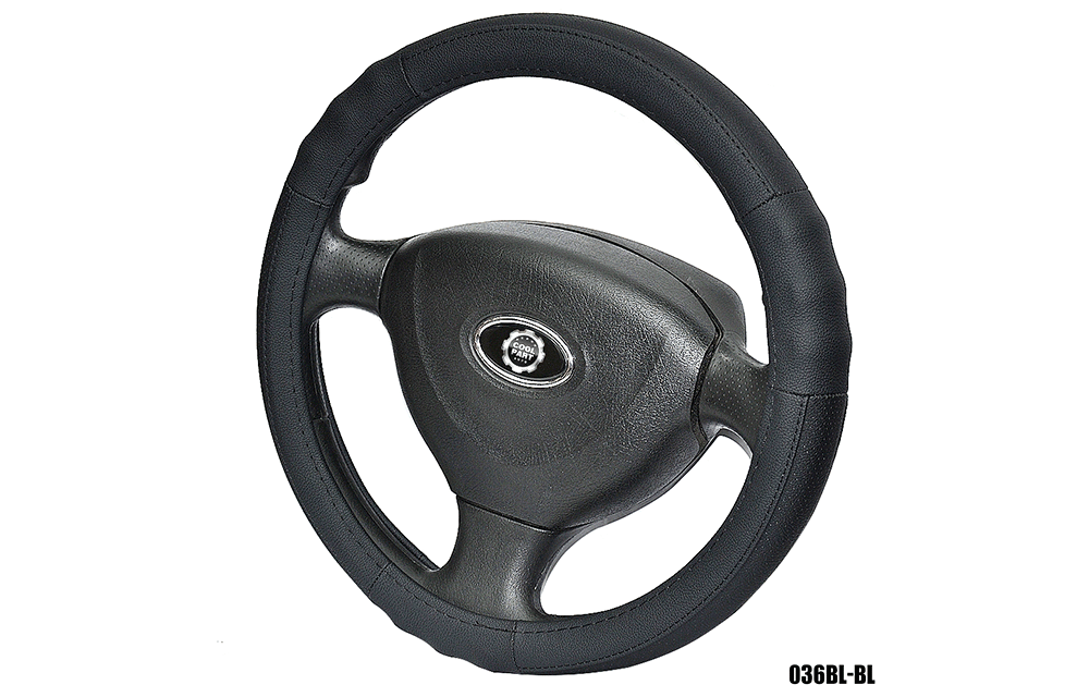 Оплетка на руль круглая Coolpart MAXIMAL (38*38) НАТУР КОЖА черный/черный 036BL-BL