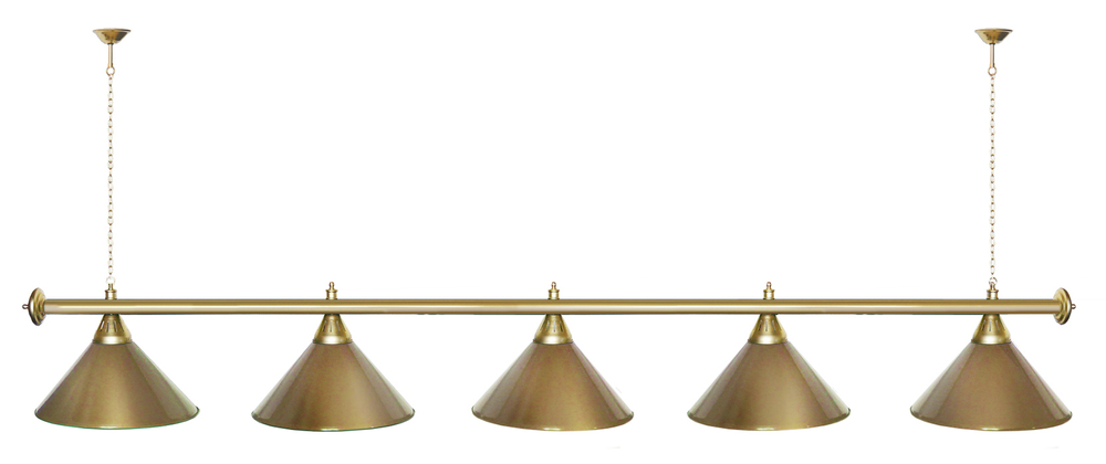 Лампа STARTBILLIARDS 5 пл. (плафоны зеленые,штанга золотая,фурнитура золото)