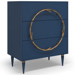 Комод Арт Колор matte Классик Голд с 3 ящиками Королевский синий матовый