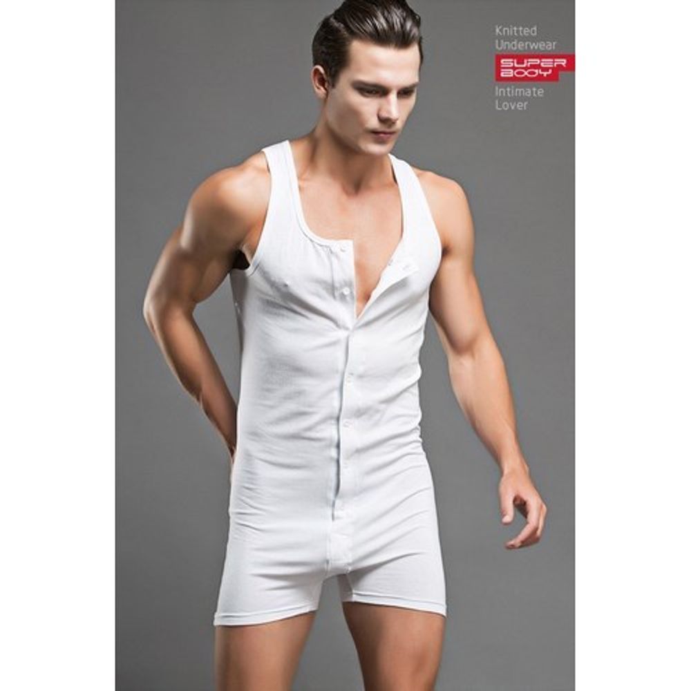 Мужское боди белое Superbody  WHITE BODY