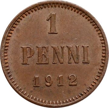 1 пенни 1912 (монета для Финляндии)