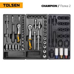 TOLSEN (TT85416) Набор инструментов "CHAMPION" в черной тележке, 239 предметов
