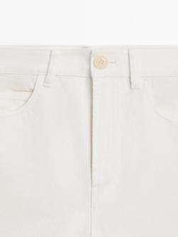 Massimo Dutti Джинсовые шорты со средней посадкой, экрю