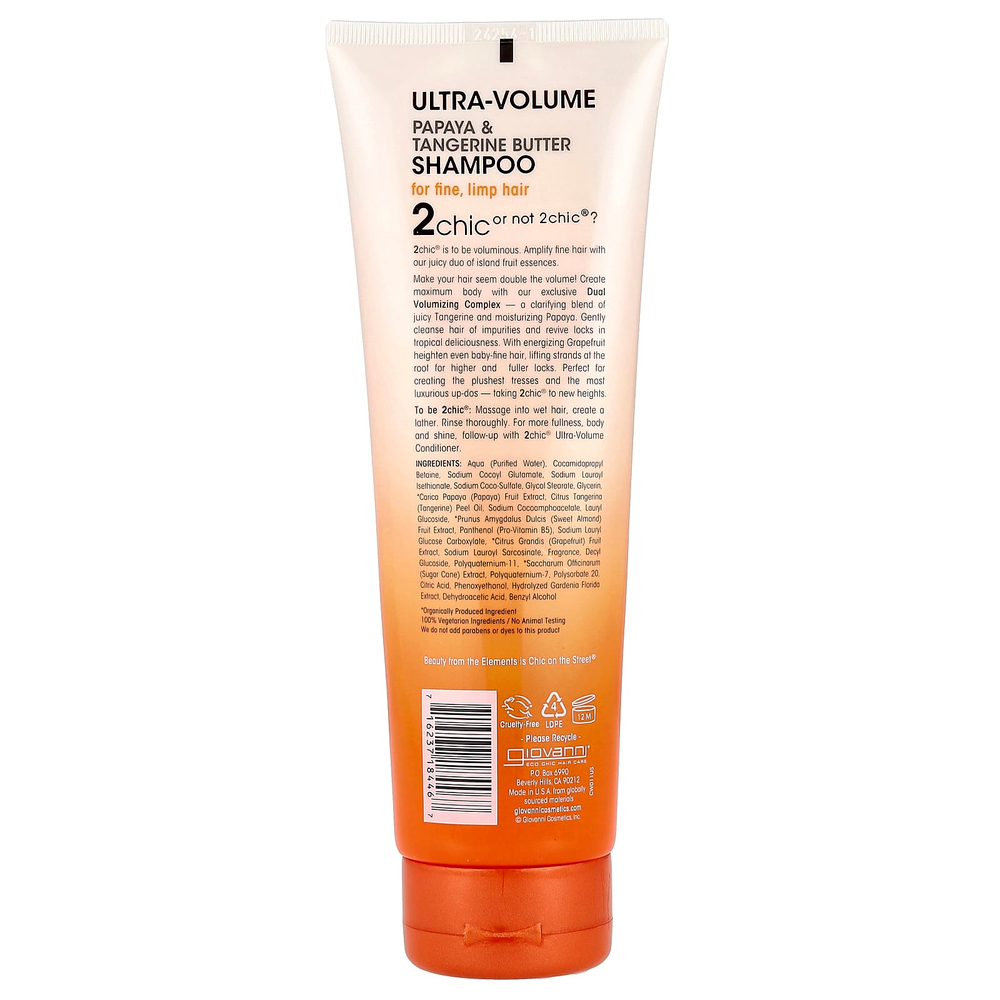 Giovanni, 2chic®, шампунь для увеличения объема, для тонких, слабых волос, масло папайи и мандарина, 250 мл (8,5 жидк. Унции)