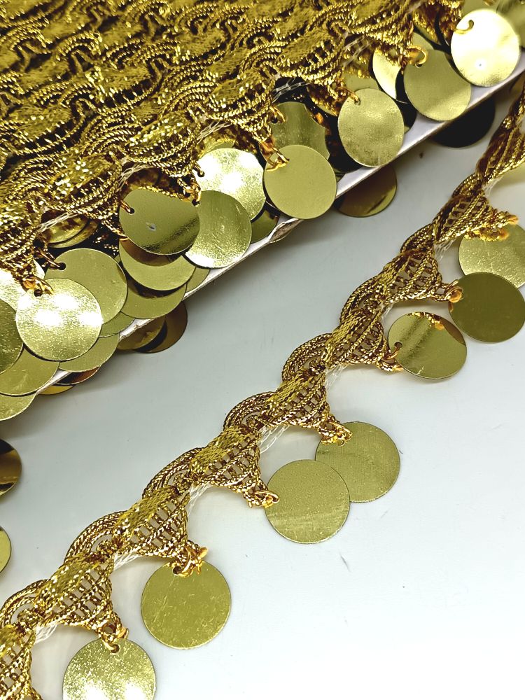 Тесьма люрекс с декоративными элементами/мониста , ш. 3,5 см.