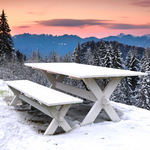 Скамейка садовая, 200х44х44, Осло, для кухни, банкетка в прихожую, из массива дерева, белый, Dipriz