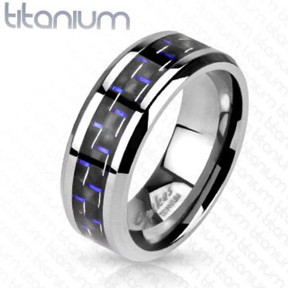 Стильное мужское титановое кольцо с краброном и синими вставками размером 20,5 мм SPIKES R-TM-3633