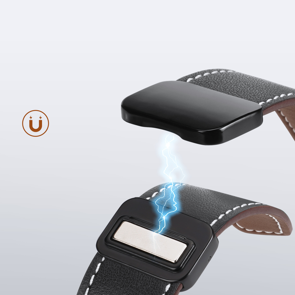 Ремешок из натуральной кожи черного цвета от Dux Ducis для смарт часов Samsung Galaxy Watch 8 (40 и 44мм), серия YA Series