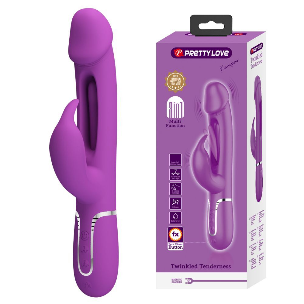 Фиолетовый вибратор-кролик с функцией фингеринга Kampas - 23,2 см. (Цвет: фиолетовый)