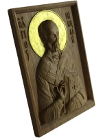 Освященная Икона Николая Чудотворца резная из массива дуба