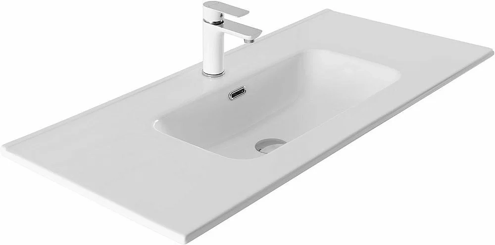 Тумба с раковиной Aquanet Вега 100 344125+254365 белая глянцевая