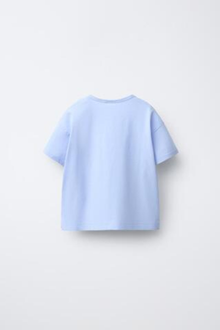 ZARA ОДНОТОННАЯ ФУТБОЛКА, НЕБЕСНО-ГОЛУБОЙ