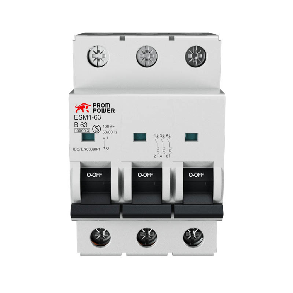 Автоматический выключатель ESM2-63/B2/3 (6kA), 2A, характеристика B, количество полюсов: 3P