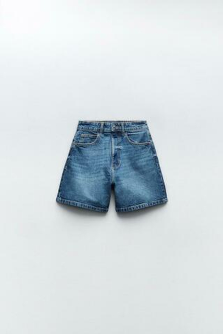 ZARА ШОРТЫ MOM FIT Z1975, СИНИЙ