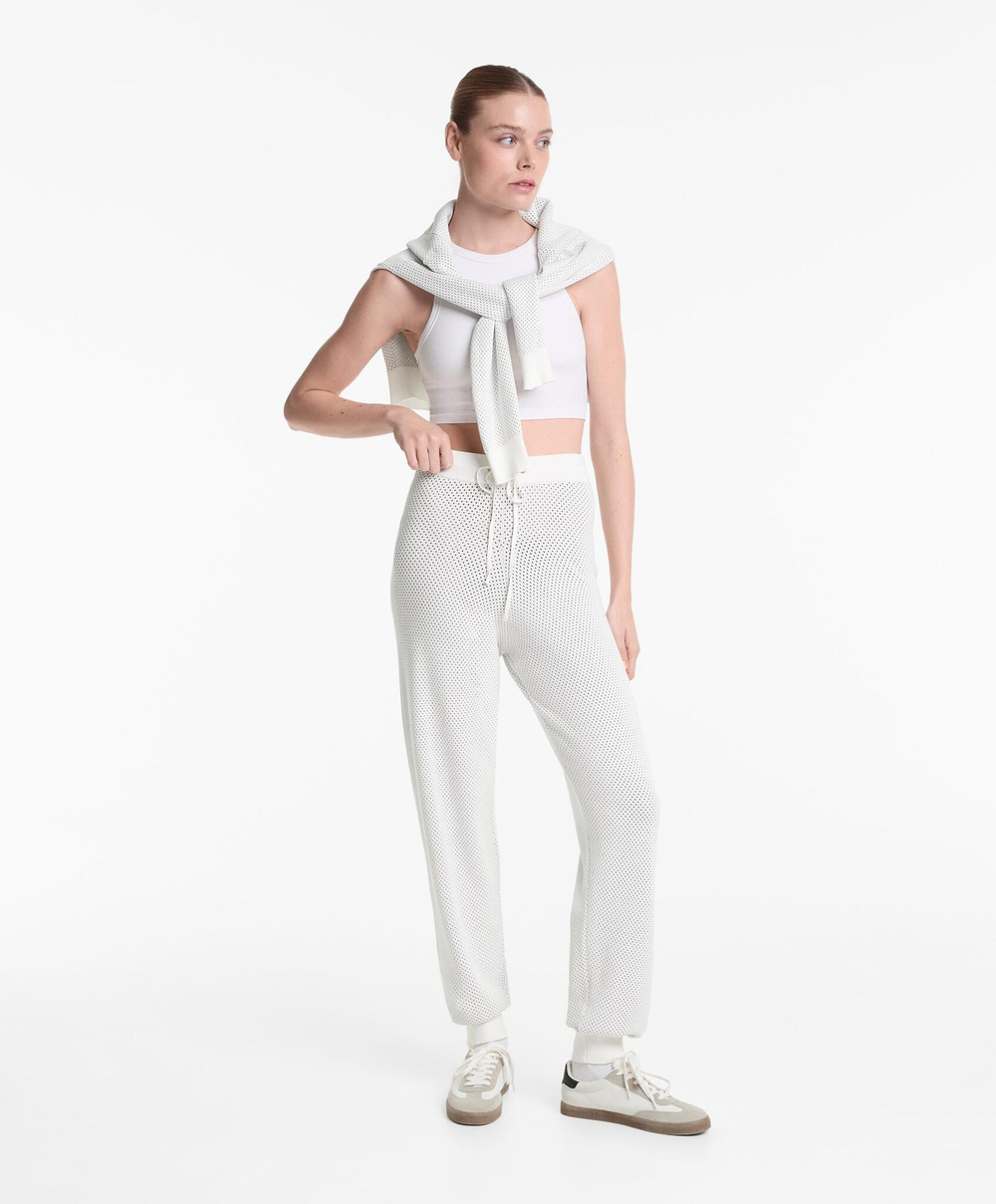 OYSHO Брюки-джоггеры из ажурного трикотажа, белый