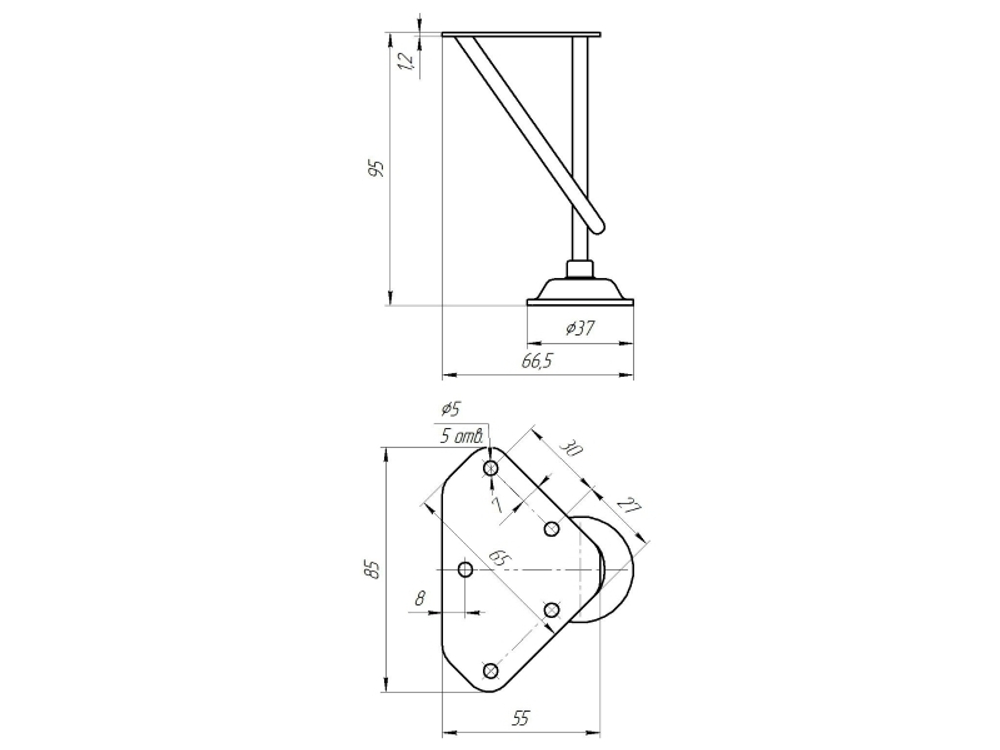LOFT Опора малая Н-100 RAL 9005, черная