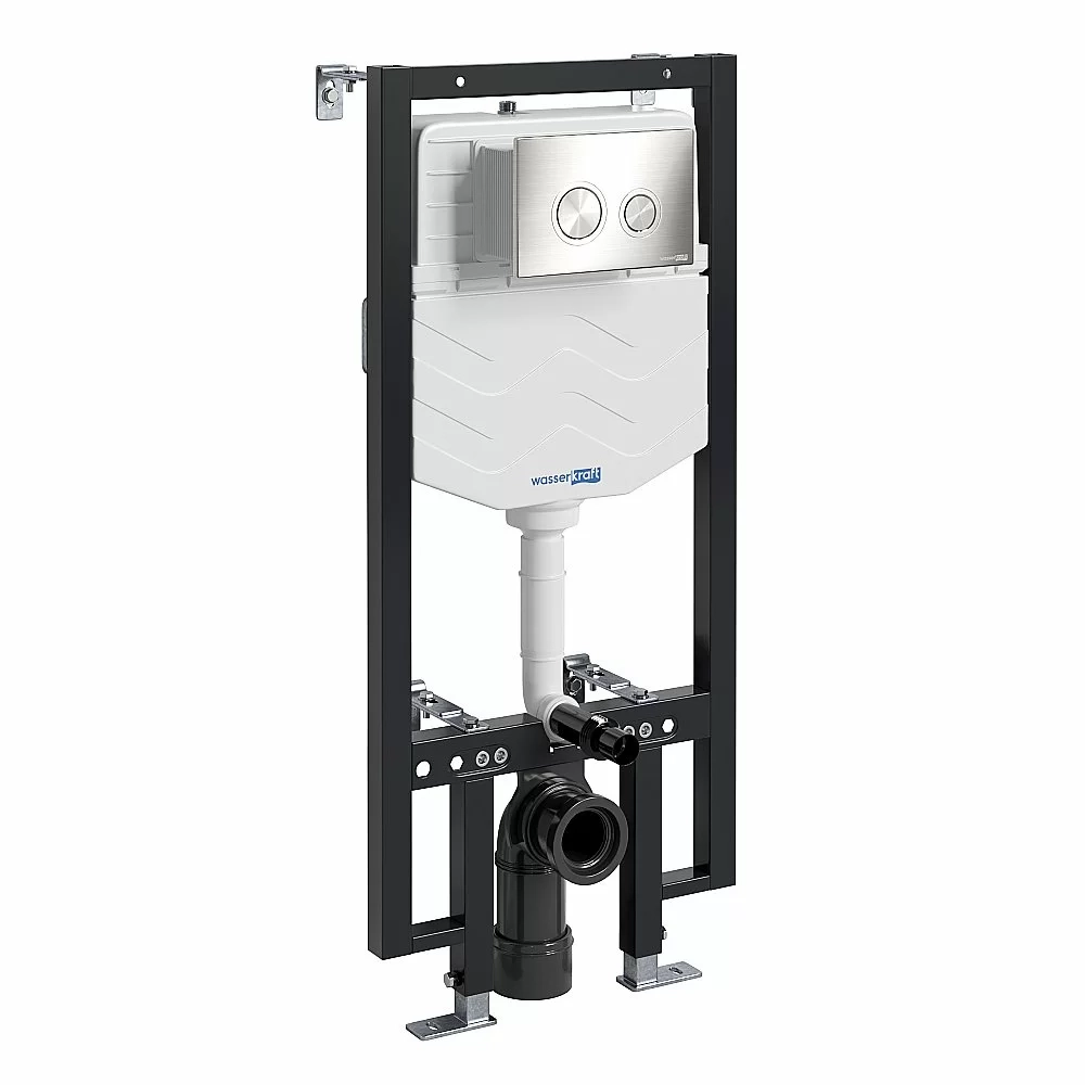 Унитаз подвесной WasserKRAFT Berkel 56TLT.010.ME.BN01.H001 безободковый, с инсталляцией Vils 56, с крышкой микролифт, белый/кнопка никель