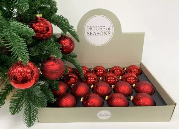 Набор стеклянных шаров Грааль 70 мм., 18 шт., красный, Christmas DeLuxe (86791)