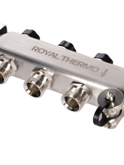 Коллектор Royal Thermo нерж. в сборе универсальный 1" ВР-3/4" НР с автомат. воздухоотвод-ми 3 вых.