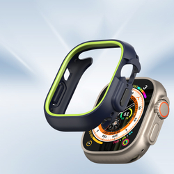 Чехол-бампер для часов Apple Watch Ultra 1 и 2 размер 49мм, темно-синий с зелеными вставками (Midnight/Green) от Dux Ducis, серия Bamo Series Case