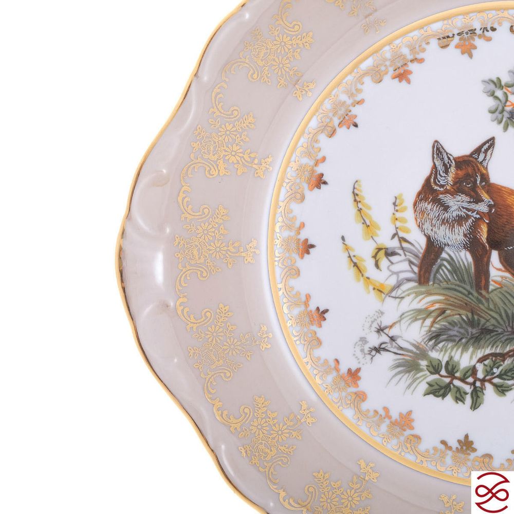 Блюдо круглое Crown Aristokrat Охота бежевая 27 см