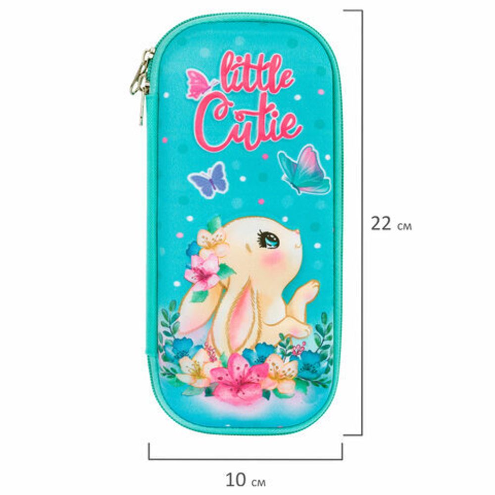 Пенал ЮНЛАНДИЯ, 1 отделение, карман, полиэстер/EVA, 22х10х5 см, "Pretty bunny", 273189