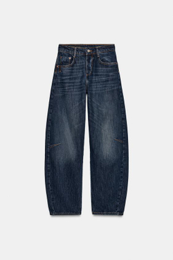 ZARA ДЖИНСЫ Z1975 BALLOON FIT СО СРЕДНЕЙ ПОСАДКОЙ, СИНИЙ