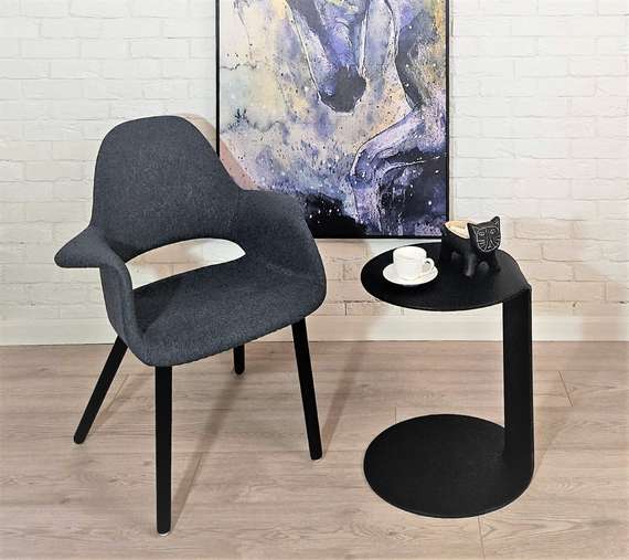 Стол журнальный Isla черный, сталь, экокожа