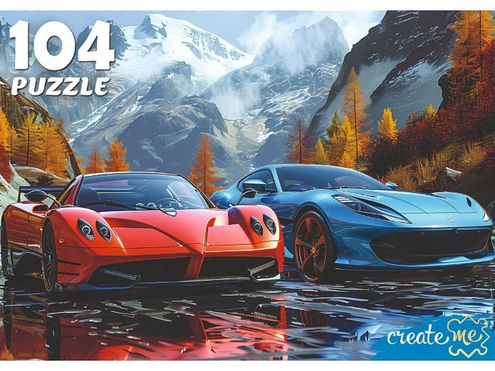 Пазлы 104 элемента 230*330мм "Два авто на фоне гор"