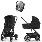 Коляска Cybex Talos S Lux BLK complete Aton S2 Lava Grey Base One 4 в 1 Moon Black с дождевиками