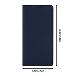 Чехол книжка из PU кожи синего цвета от Dux Ducis для Samsung Galaxy S25 FE, серия Skin Pro Series Case